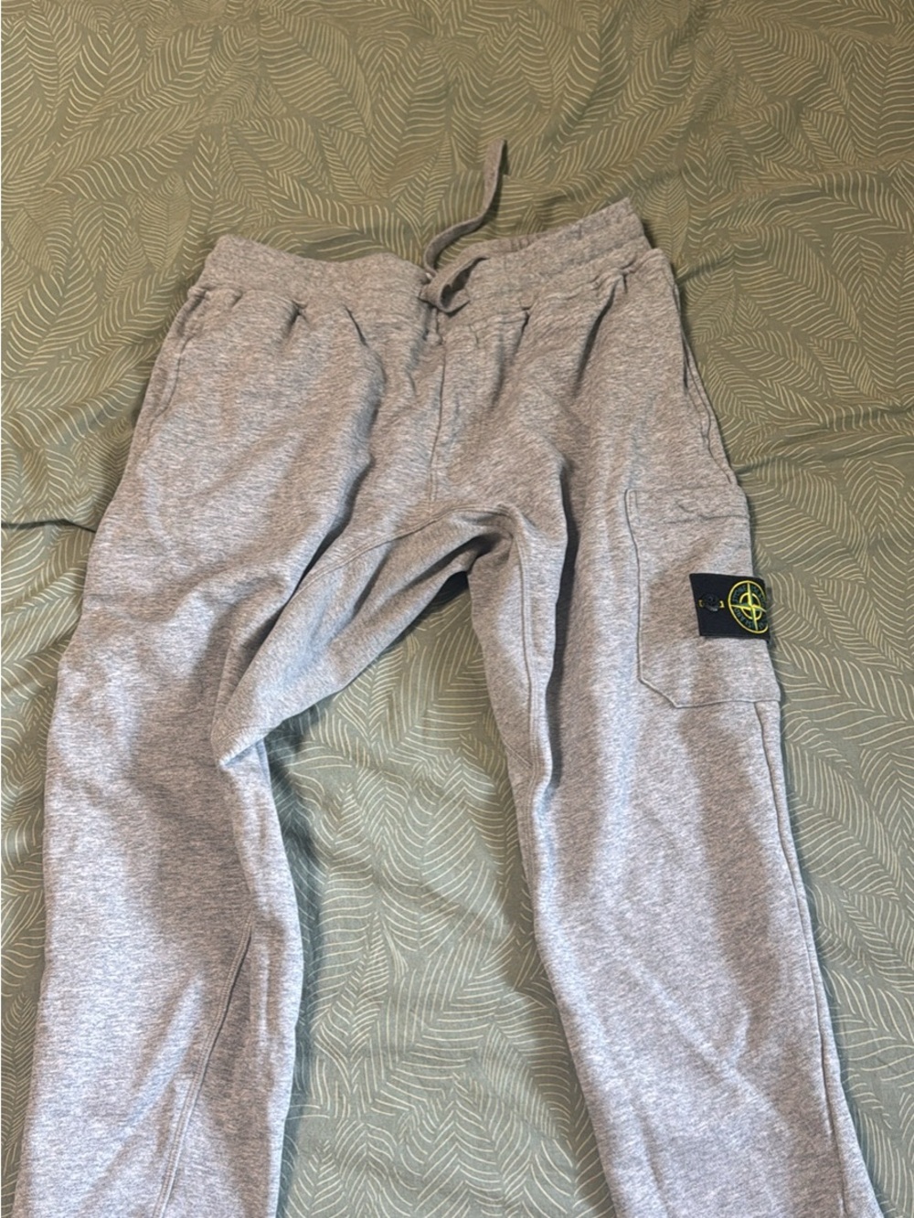 Stone Island Grey Men's Cargo Sweatpants with badge